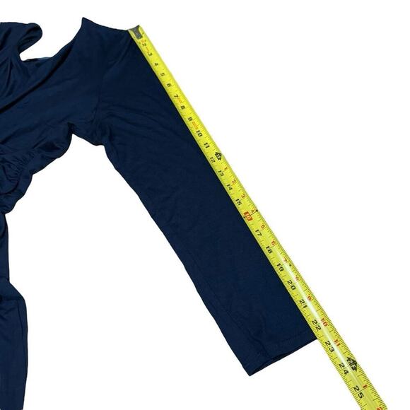 Modcloth Faux Wrap Dress L Blue Office Siren Minimalism Preppy Prep Feminine - Picture 9 of 10